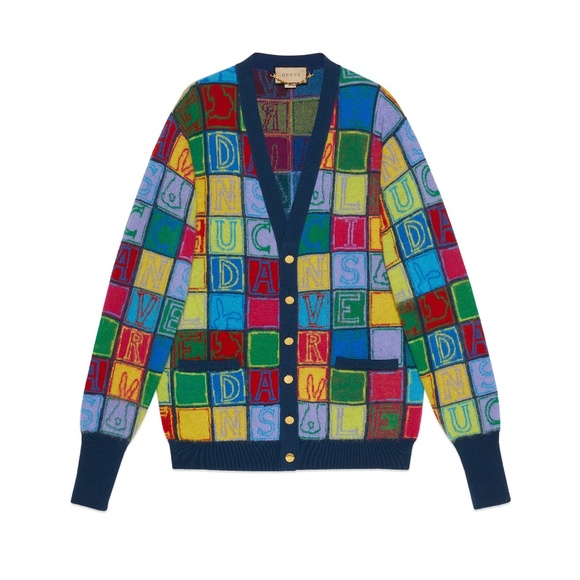 size M - Gucci Lunar New Year Wool Mohair Cardigan Blue - Picture 1 of 7